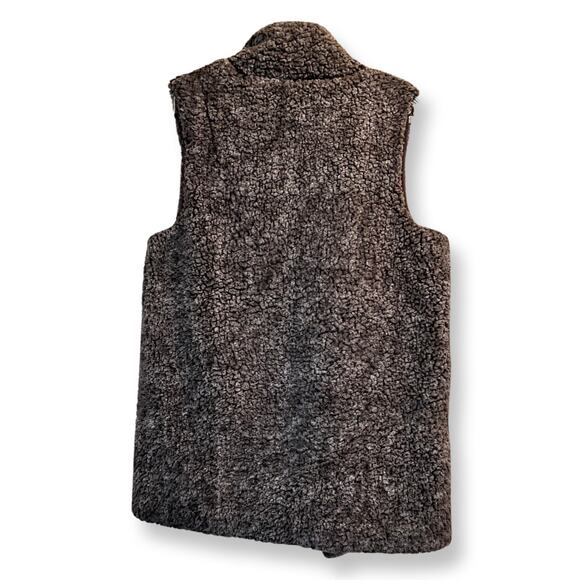 Frazzle Women's Brown Gray No Iron Open Front Faux Fur Vest Size Small - Picture 5 of 5